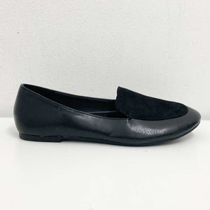 Evans Black Faux Leather Slip On Flat Shoes UK 5 Extra Wide