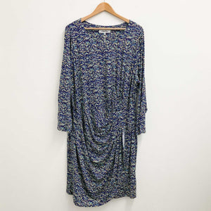 Lily Ella Navy Patterned Jersey Long Sleeve Dress UK 26 