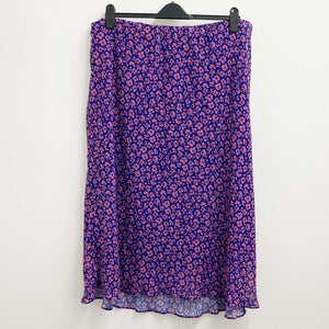 Lily Ella Purple Printed Bias Cut Midi Skirt UK 26