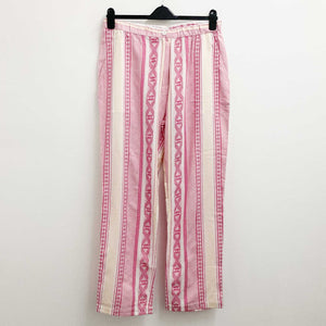 Lily Ella Pink Cotton Patterned Straight Leg Trousers UK 18 