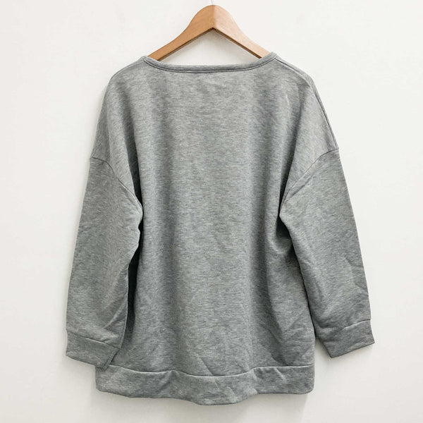 Evans Sweat Top UK 16 Grey Love Slogan Print Relaxed Fit 