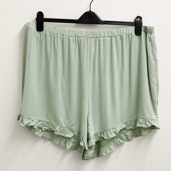 City Chic PJ Shorts UK 20 Green Frill Trim 