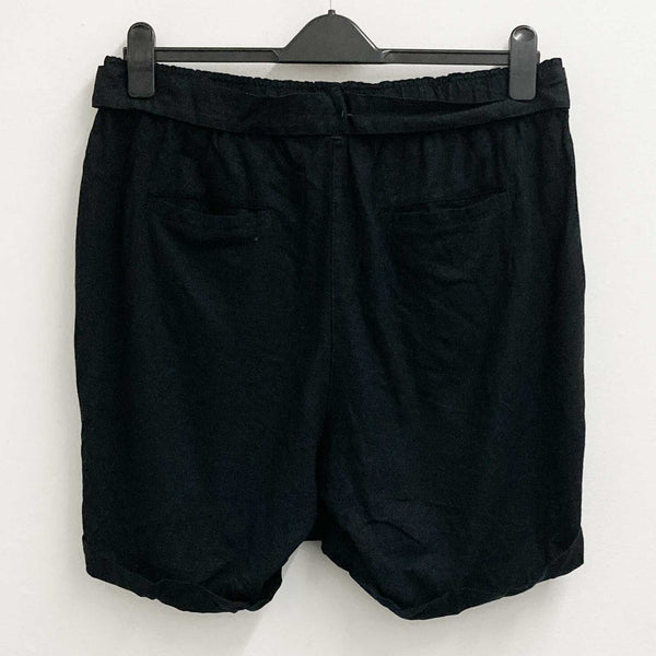 Evans Black Linen Blend Belted Shorts UK 16