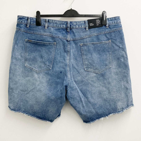 City Chic Shorts UK 24 Mid Wash Denim Distressed Frayed Hem 