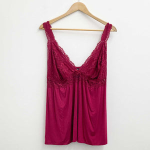 City Chic Deep Pink Raspberry Lace Trim PJ Cami Top UK 16