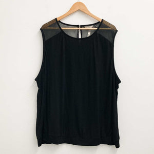 Anthology Sleeveless Top UK 32 Black Mesh Panel