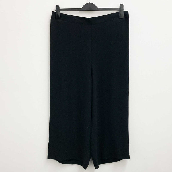 Evans Trousers UK 20 Black Cropped Wide Leg