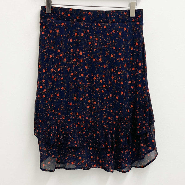 M&S Collection Short Skirt UK 10 Navy Floral Print Ruffle Hem