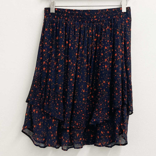 M&S Collection Short Skirt UK 10 Navy Floral Print Ruffle Hem