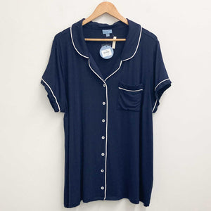 Zim & Zoe City Chic Sleep Top UK 18/20 Navy Collared Button Front