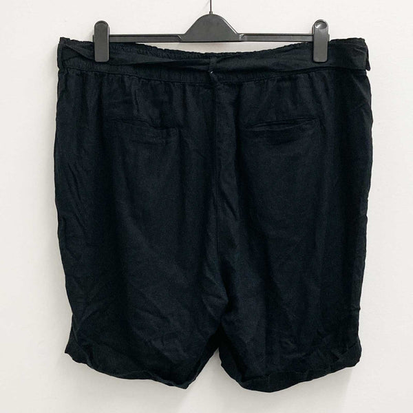 Evans Shorts UK 24 Black Linen Blend Belted 