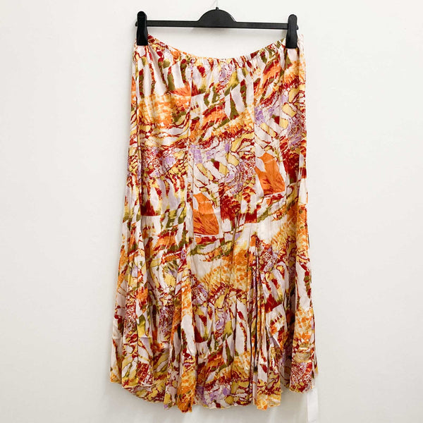 Top to Toe Midi Skirt UK 16 Silky Orange Print 