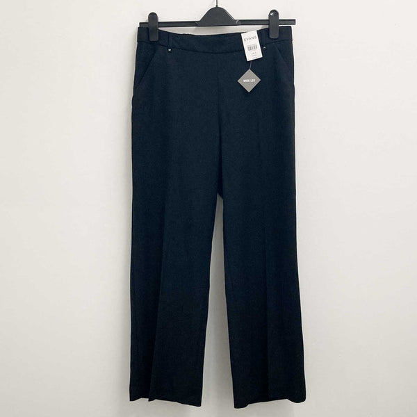 Evans Wide Leg Trousers UK 14S Black High Rise