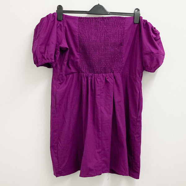 City Chic Purple Off-Shoulder Linen Blend Mini Dress UK 20