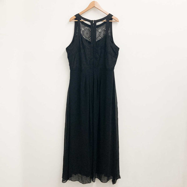 City Chic Black Panelled Lace Bodice Maxi Dress UK 22