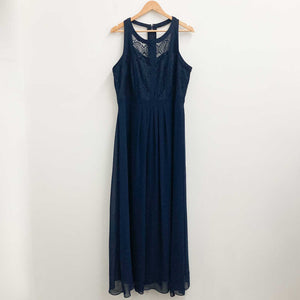 City Chic Maxi Dress UK 18 Navy Lace Panelled Bodice Sleeveless