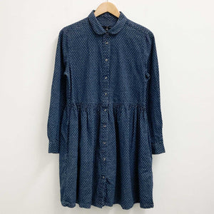 French Connection Dress UK 12 Denim Chambray Patterned Short Button Front