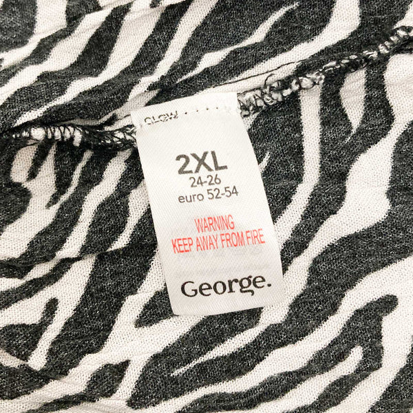 George Black & White Zebra Print Strappy Short Dress UK 24/26