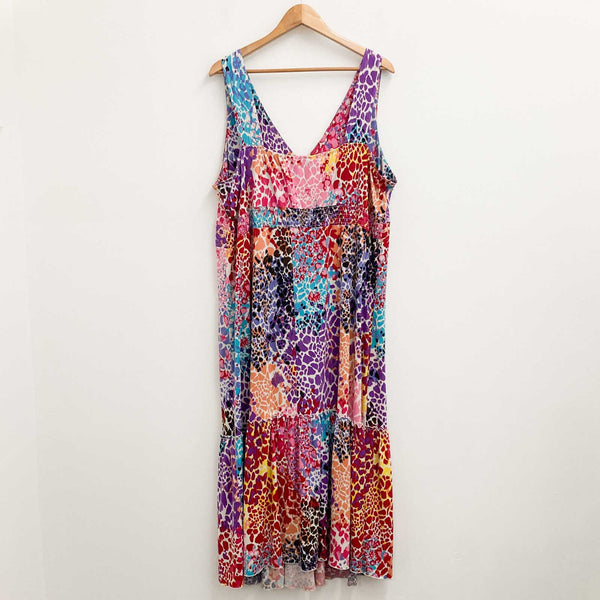 Arlene Phillips Multicoloured Animal Print Sleeveless V-Neck Long Dress UK 22