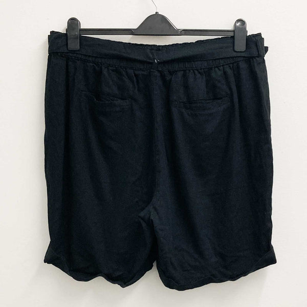 Evans Black Linen Blend Belted Shorts UK 20