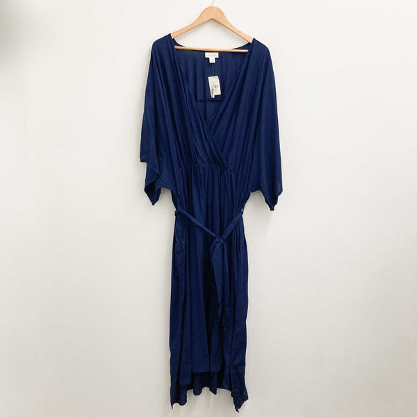 Loralette City Chic Maxi Dress UK 26/28 Navy Faux Wrap V-Neck