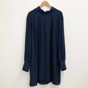 City Chic Navy Neck Tie Tunic Top UK 18