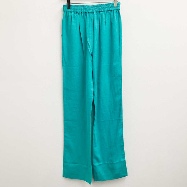 Lily Ella Trousers UK 10 Turquoise Green Linen Blend Full Length