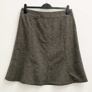 Traidcraft Skirt UK 18 Brown Linen Blend Flared