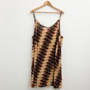 City Chic Brown Swirl Print Strappy Cami Slip Dress UK 24