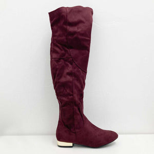 Dolcis Boots UK 5 Burgundy Faux Suede Tall Low Heel Katie