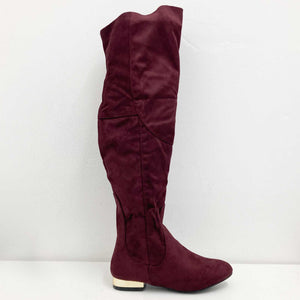 Dolcis Boots UK 4 Burgundy Faux Suede Tall Low Heel Katie