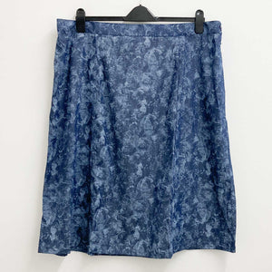 Lily Ella Skirt UK 24 Denim Print Blue Cotton A-Line Midi