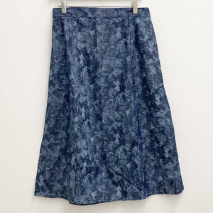 Lily Ella Skirt UK 14 Denim Print Blue Cotton A-Line Midi