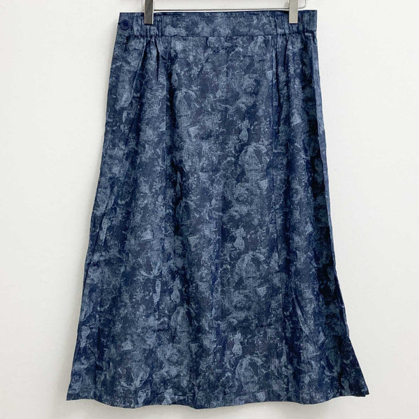 Lily Ella Skirt UK 14 Denim Print Blue Cotton A-Line Midi