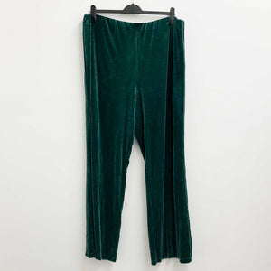 Lily Ella Trousers Size 24 Green Velour Velvet Wide Leg