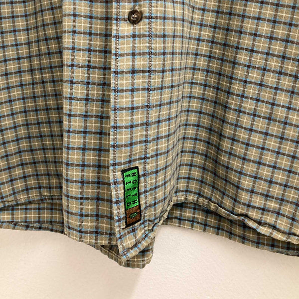 North Field Shirt Large Brown Check Cotton Short Sleeve