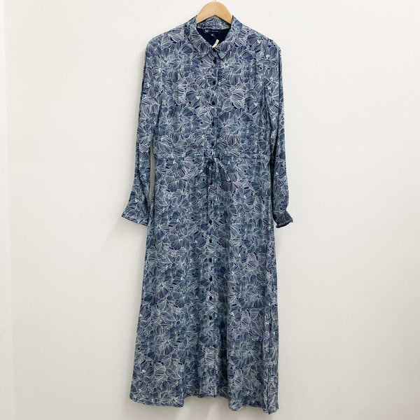 Crew Clothing Dress Size 12 Navy Floral Print Shirt Midi Long Sleeve