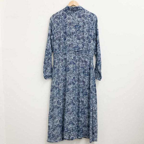 Crew Clothing Dress Size 12 Navy Floral Print Shirt Midi Long Sleeve