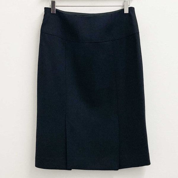 Marilyn Anselm Hobbs Skirt UK 10 Black Wool Knee Length Straight