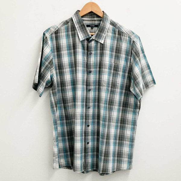 George Shirt XL Grey Check Short Sleeve Cotton