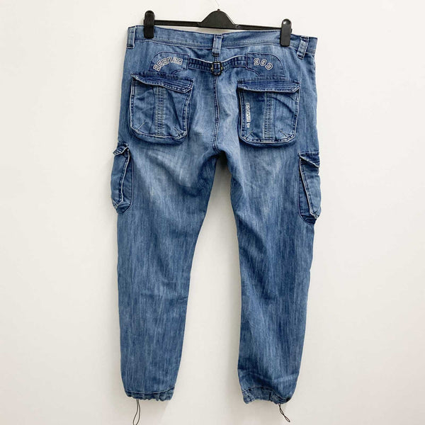 Ze Enzo 989 Jeans 42R Blue Denim Combat Straight Leg