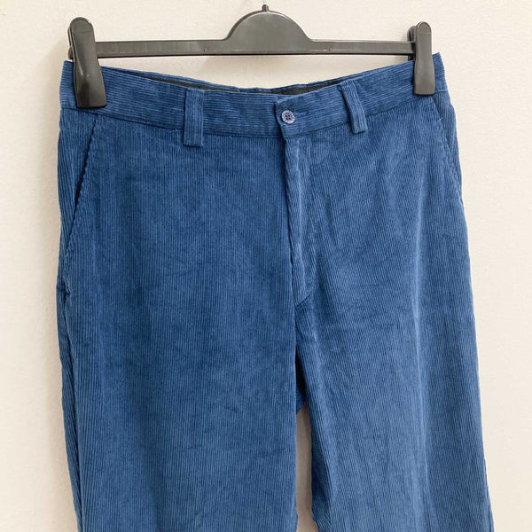 Farah Trousers Size 34 L31 Blue Corduroy Straight Leg