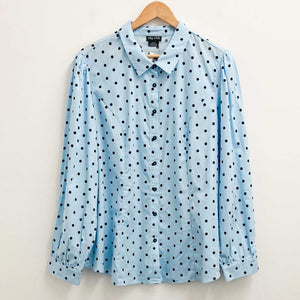 City Chic Shirt UK 20 Blue Spot Print Long Sleeve Cotton