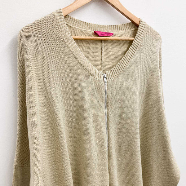 Arlene Phillips Cardigan UK 20/22 Gold Metallic Sparkle Knit Zip Front