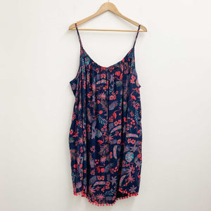 George Dress UK 24 Navy & Pink Floral Flamingo Print Strappy