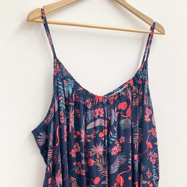 George Dress UK 24 Navy & Pink Floral Flamingo Print Strappy