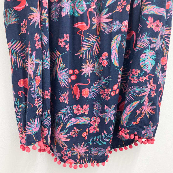 George Dress UK 24 Navy & Pink Floral Flamingo Print Strappy