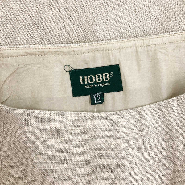 Hobbs Skirt UK 12 Beige Linen Flared Hem Midi