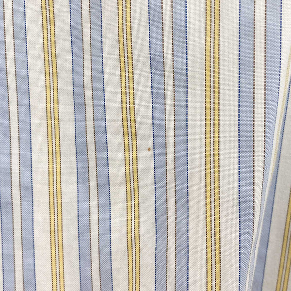 Atwardson Shirt 43cm Collar White Blue Striped Cotton Short Sleeve