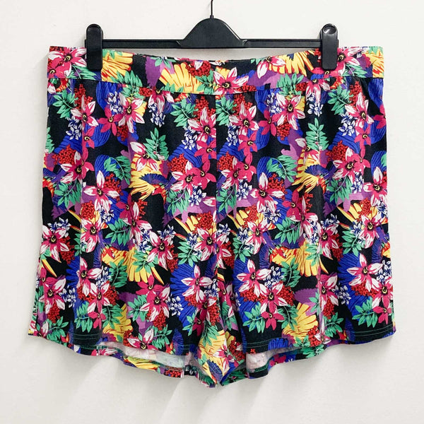 Simply Be Shorts UK 26 Multicoloured Floral Print Jersey 